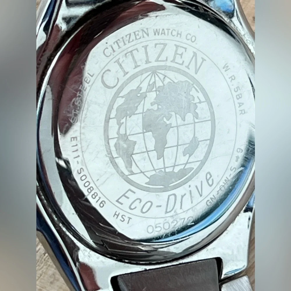 Citizen Eco-Drive Sapphire Men’s Solar Watch Black Dial Stainless Bracelet Date